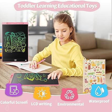 LCD Writing Tablet 8.5-Inch Colorful Doodle Board, Toddler Learning Educational Toys Gifts for 3-8 Years Old Girls and Boys, Electronic Drawing Pad for Kids