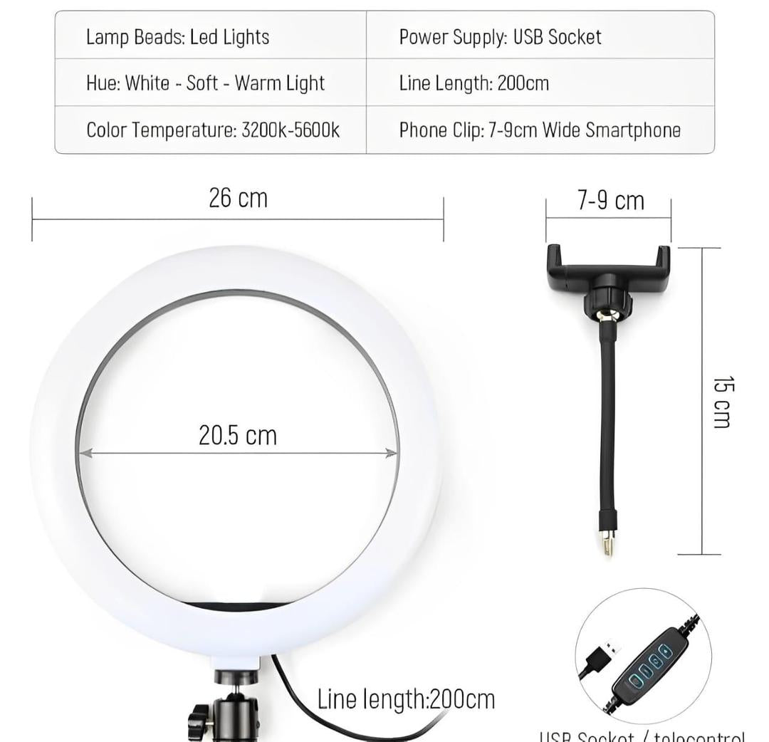 (free shipping) LED Ring Light with 84 inches Tripod Stand, Selfie Ring Light for Video Recording, Live Streaming, TikTok & YouTube, Compatible with iPhone & Android (Black)