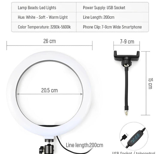 (free shipping) LED Ring Light with 84 inches Tripod Stand, Selfie Ring Light for Video Recording, Live Streaming, TikTok & YouTube, Compatible with iPhone & Android (Black)