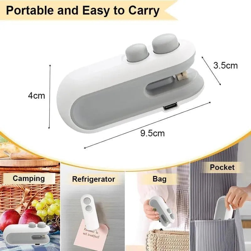 2in1 Rechargeable Chip Bag Sealer with Cutter, Portable USB C Heat Sealer Resealer Machine for Chip, Plastic Bags Heat Seal Tool for Snacks (White)free home delivery