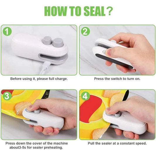 2in1 Rechargeable Chip Bag Sealer with Cutter, Portable USB C Heat Sealer Resealer Machine for Chip, Plastic Bags Heat Seal Tool for Snacks (White)free home delivery