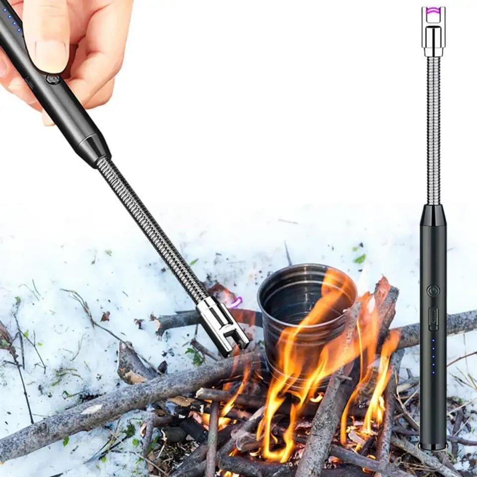 Rechargeable Type C Electric Lighters, Black | Flameless and Windproof, Plasma Arc, 360° Long Reach Flexible Neck, LED Power Display, For Candles, BBQ Grill & Camping(free home delivery)