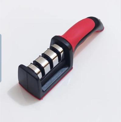 Professional 3-in-1 Knife Sharpener with Tungsten Steel & Ceramic Slots, Manual Sharpener for Chef Knives, Scissors & Straight Edge Blades - Home Kitchen Tool