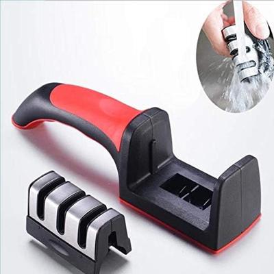 Professional 3-in-1 Knife Sharpener with Tungsten Steel & Ceramic Slots, Manual Sharpener for Chef Knives, Scissors & Straight Edge Blades - Home Kitchen Tool