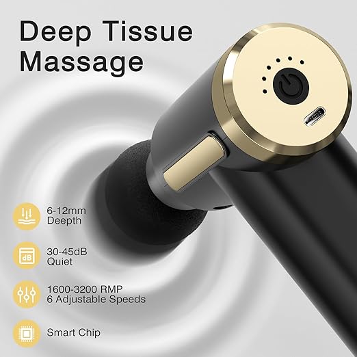 Massage Gun, Small Travel Tool, Massage Gun Deep Tissue,Percussion Handheld Portable Muscle Massager Tool for Full Body Pain Relief, Ideal Gifts for Men, Women(Black)free delivery