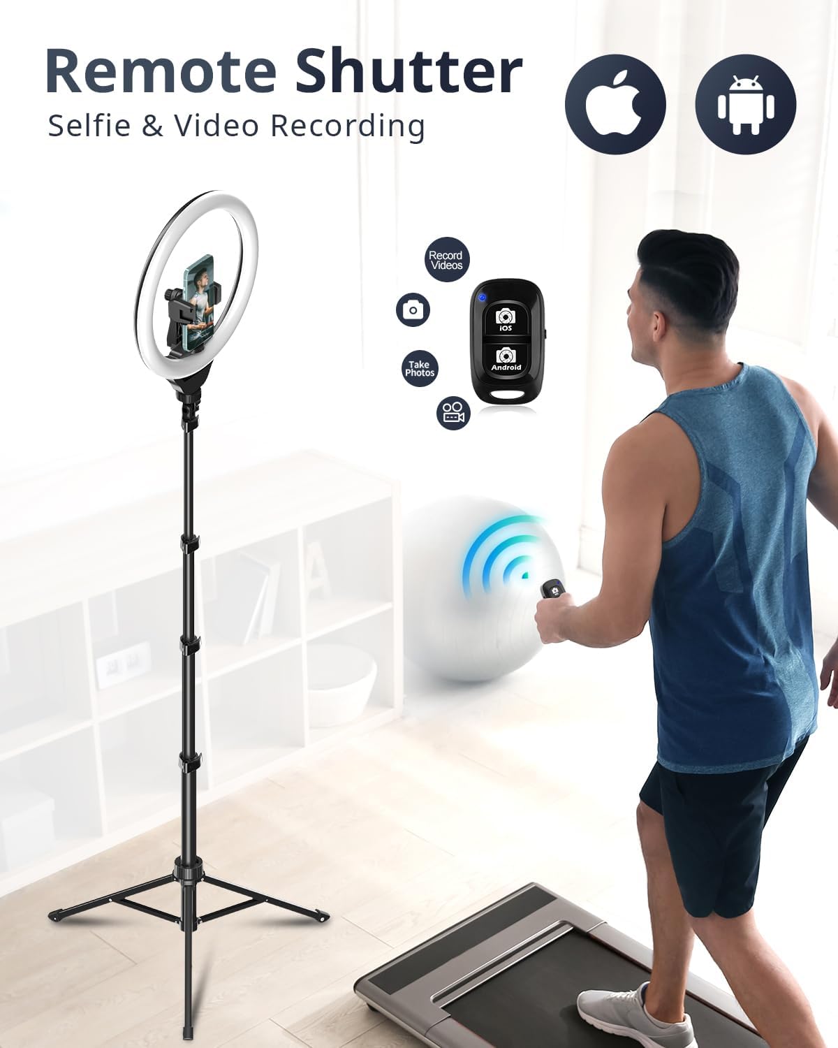 (free shipping) LED Ring Light with 84 inches Tripod Stand, Selfie Ring Light for Video Recording, Live Streaming, TikTok & YouTube, Compatible with iPhone & Android (Black)