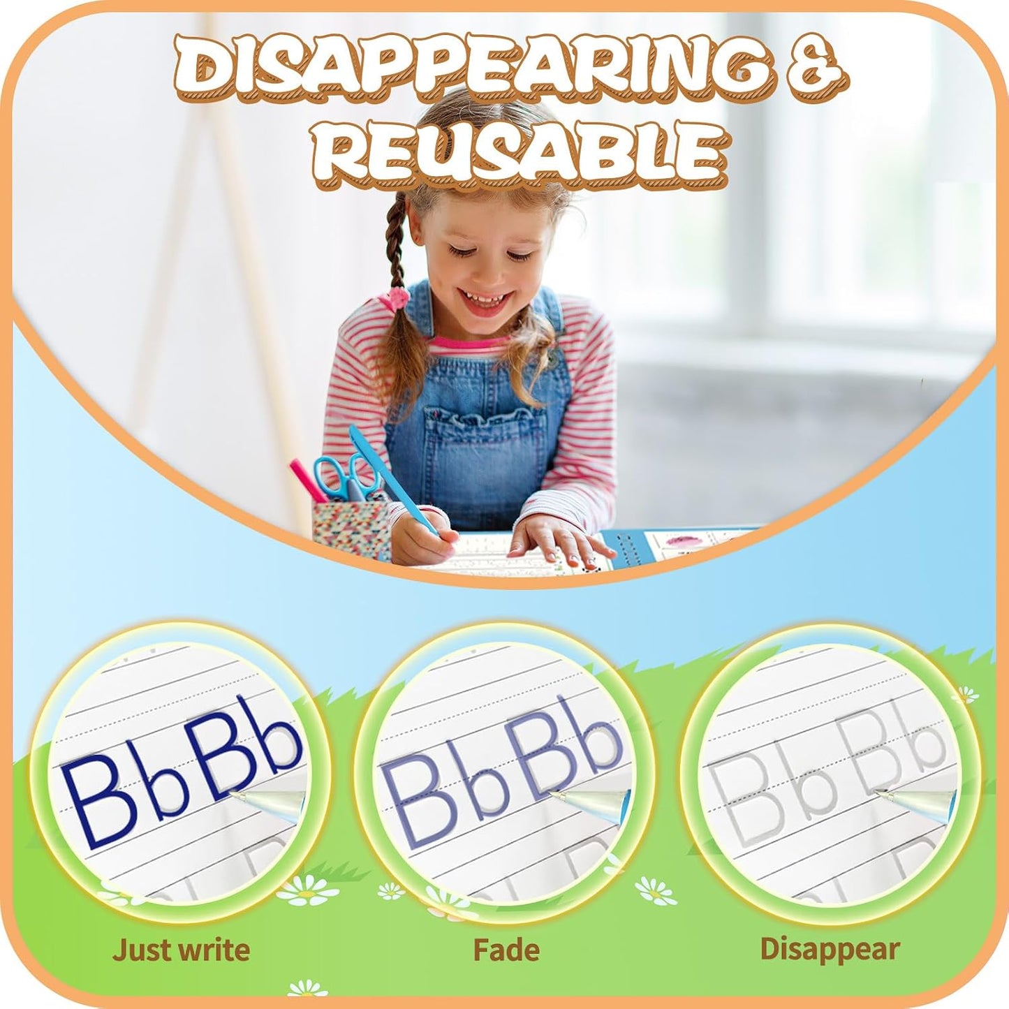 Magic Practice Copybook, Reusable Writing Practice Book, for Preschool Kids Age 3-8 Calligraphy 9.44in×6.29in(4 Books with Pens)free home delivery