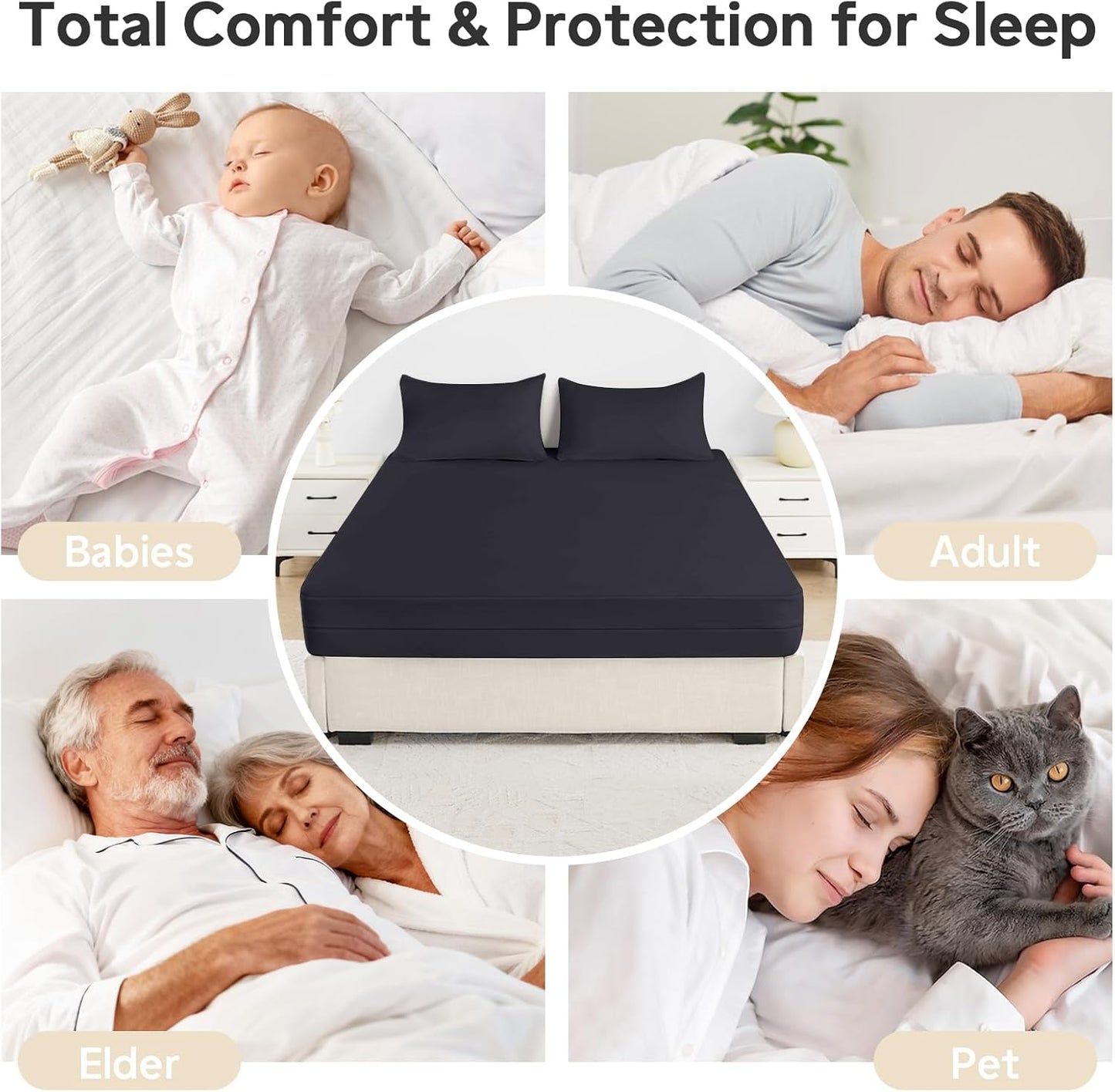 premium Waterproof Mattress Cover Bed Cover,Zippered Mattress Encasement for Bed, Noiseless Breathable Machine Washable,Black(free home delivery)
