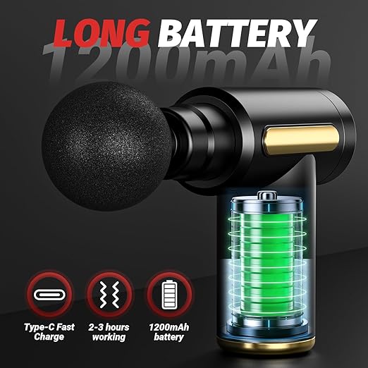 Massage Gun, Small Travel Tool, Massage Gun Deep Tissue,Percussion Handheld Portable Muscle Massager Tool for Full Body Pain Relief, Ideal Gifts for Men, Women(Black)free delivery