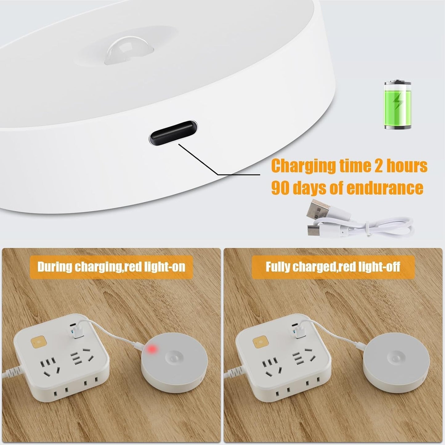 Motion Sensor Light Indoor, Upgraded 14 LEDs Night Light USB Rechargeable, 3 Light Modes & Long Last Battery, Cordless Magnetic NightLight for Closet, Bedroom, Stairs - Warm White (free home delivery)