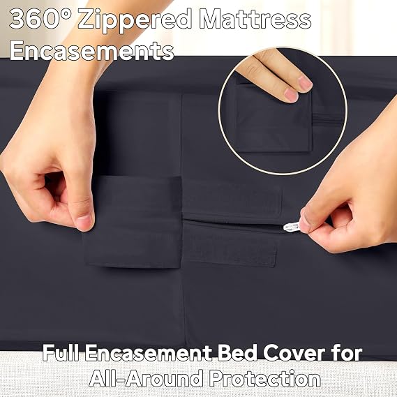 premium Waterproof Mattress Cover Bed Cover,Zippered Mattress Encasement for Bed, Noiseless Breathable Machine Washable,Black(free home delivery)