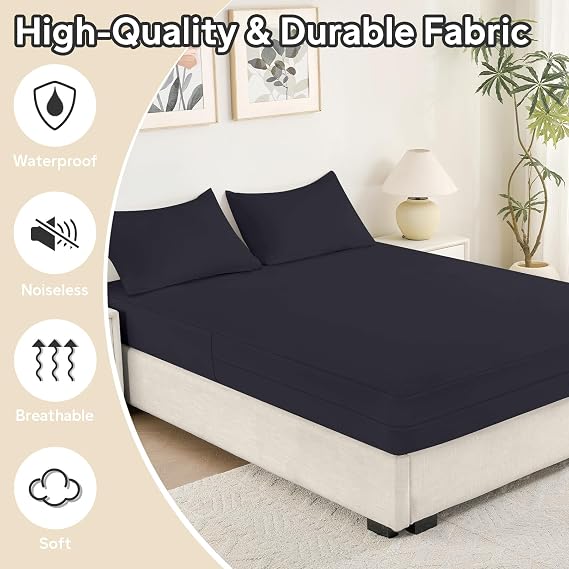 premium Waterproof Mattress Cover Bed Cover,Zippered Mattress Encasement for Bed, Noiseless Breathable Machine Washable,Black(free home delivery)