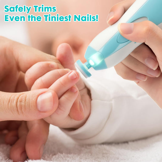 Baby Nail Trimmer File with Light Safe Electric Nail Clippers Kit for Newborn Infant Toddler Kids Toes and Fingernails Care, Polish and Trim Battery Operated (free home delivery)