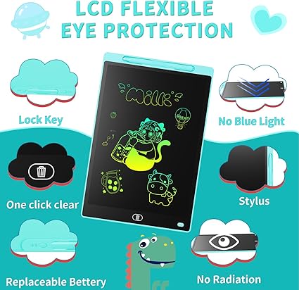 LCD Writing Tablet 8.5-Inch Colorful Doodle Board, Toddler Learning Educational Toys Gifts for 3-8 Years Old Girls and Boys, Electronic Drawing Pad for Kids