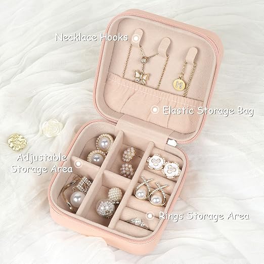 Jewelry Case Small Jewelry Box Jewelry Organizer Storage Case Portable PU Leather Mini Jewelry Travel Case for Girls Womens Earring, Necklace, Rings,Bracelets
