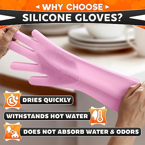 Silicone Dishwashing Gloves – Non-Slip Silicone Gloves for Washing Dishes | Household Use(free home delivery