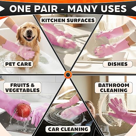 Silicone Dishwashing Gloves – Non-Slip Silicone Gloves for Washing Dishes | Household Use(free home delivery
