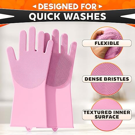 Silicone Dishwashing Gloves – Non-Slip Silicone Gloves for Washing Dishes | Household Use(free home delivery