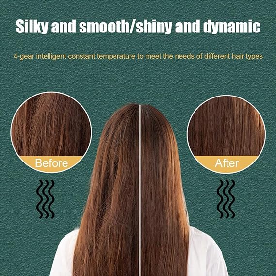 2-in-1 Ceramic Hair Straightening Brush for Women, Green, 5 Heat Settings, Anti-Scald Design, Fast Heating in 30 Seconds, Electric Hair Brush Straightener Comb for Smooth, Silky Hair(free home delivery)