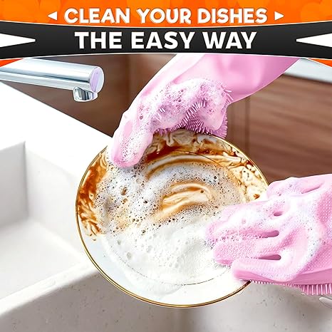 Silicone Dishwashing Gloves – Non-Slip Silicone Gloves for Washing Dishes | Household Use(free home delivery