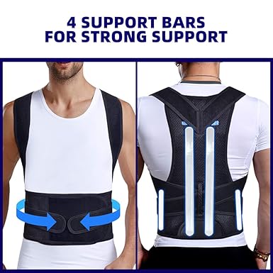Posture Corrector for Women and Men Upgraded Back Brace, Adjustable Full Back for Upper and Lower Back Pain Relief, Shoulder Straightener for Hunchback, Scoliosis, Lumbar, Spine (Black)